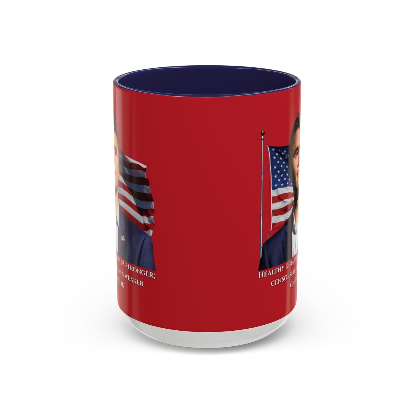Charlie Kirk, Healthy Debate Red Accent Mug by theGreenDragonTavern.shop