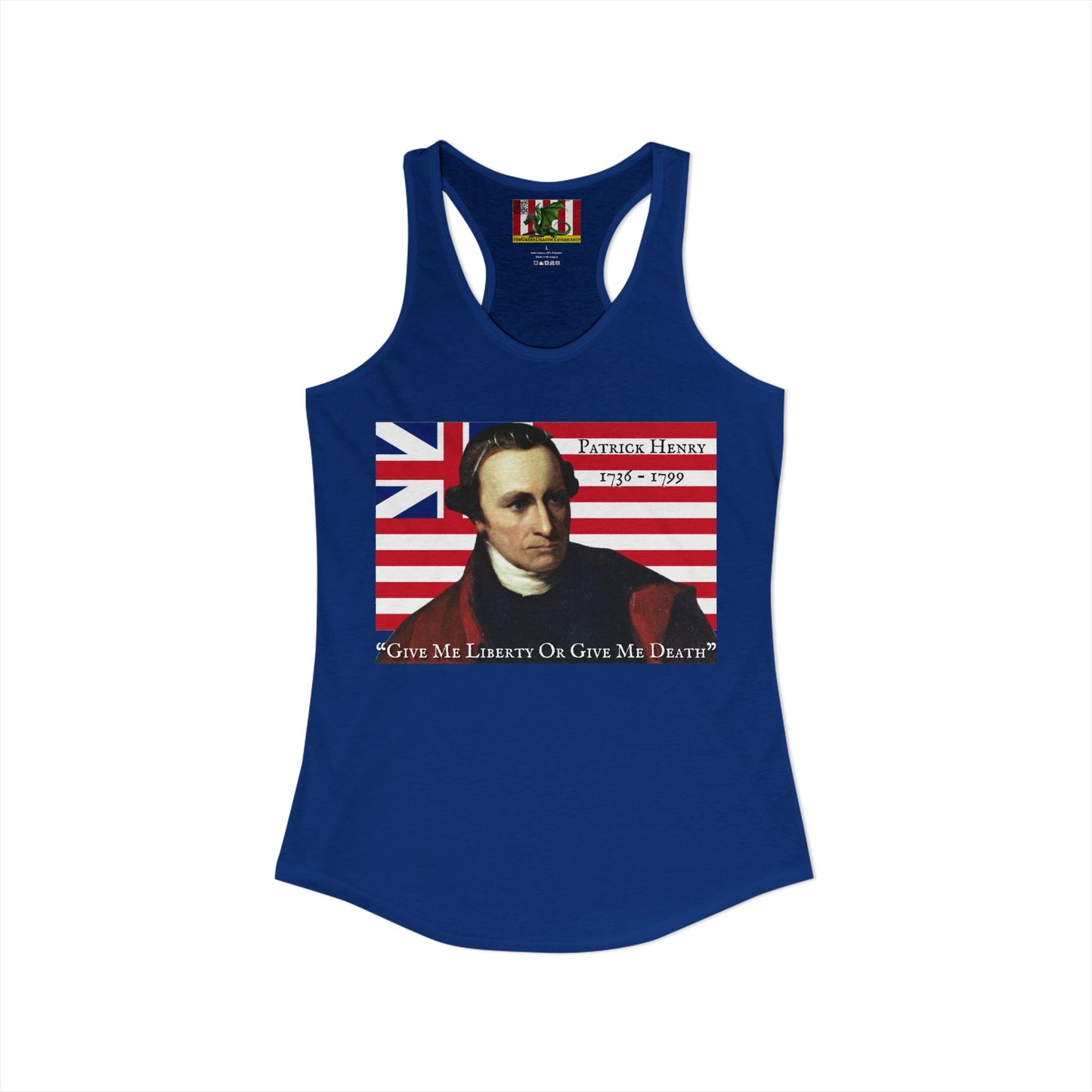 Patrick Henry Women's Racerback Tank Top by theGreenDragonTavern.shop
