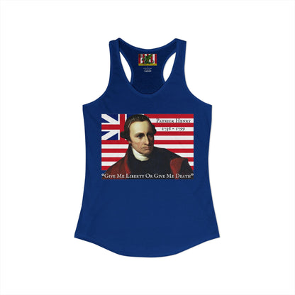 Patrick Henry Women's Racerback Tank Top by theGreenDragonTavern.shop