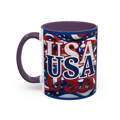 USA Blue font Center Patriot Blue Accent Mug by theGreenDragonTavern.shop