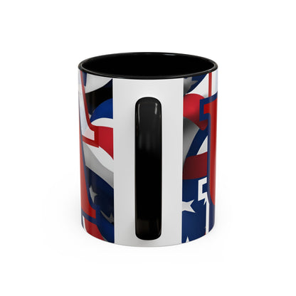 USA! USA! USA Red font Patriot Blue Accent Mug by theGreenDragonTavern.shop