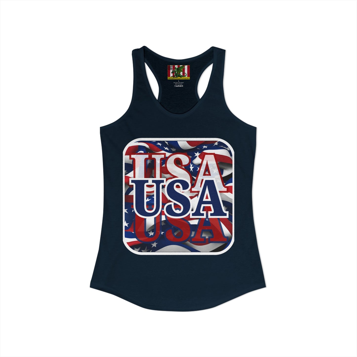 Red White and BLUE USA Patriot Women's Racerback Tank Top by theGreenDragonTavern.shop