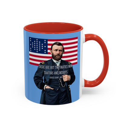 "Traitors and Patriots" Ulysses Grant Light Blue Accent Mug by theGreenDragonTavern.shop