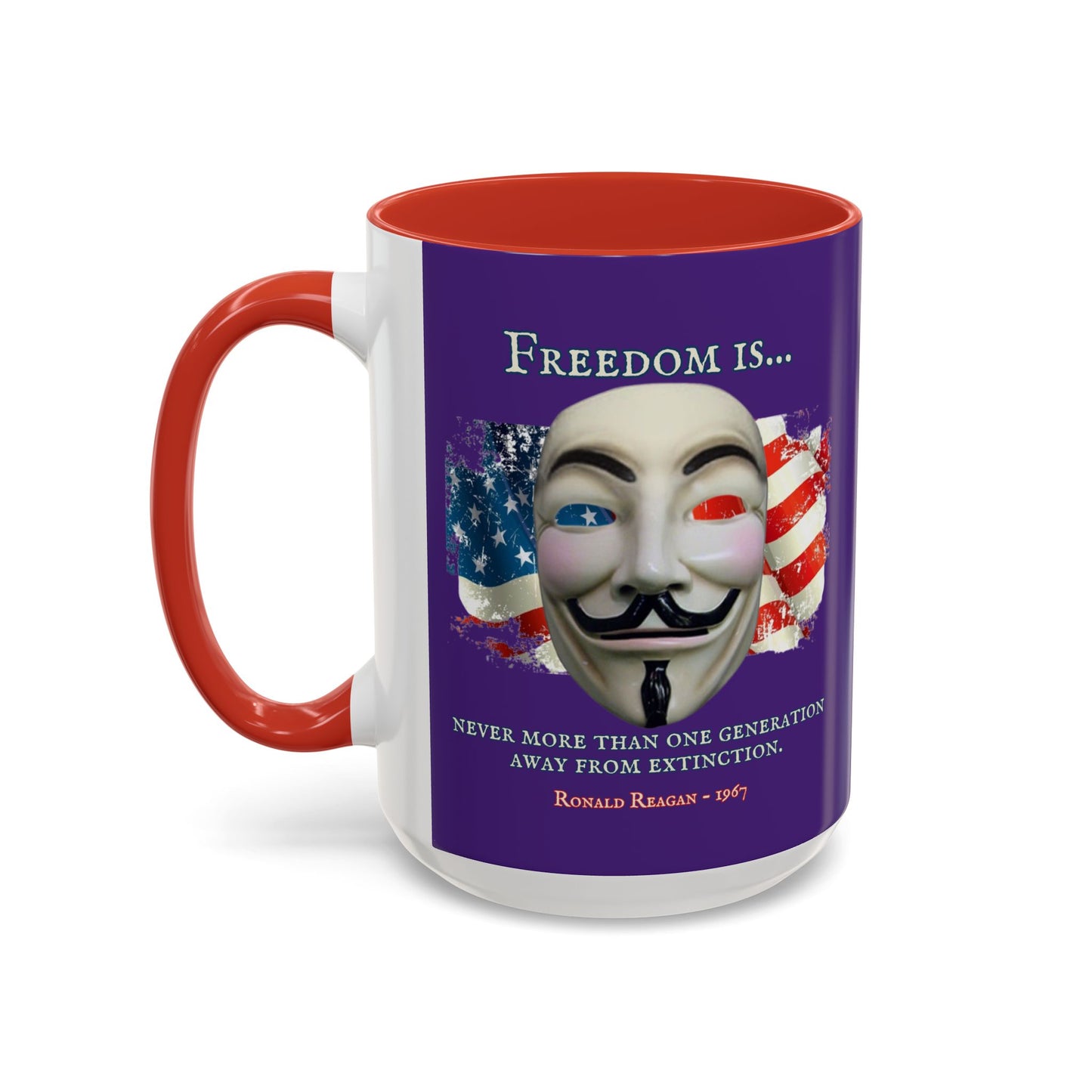 Ronald Reagan Freedom Vendetta Purple Accent Mug by theGreenDragonTavern.shop