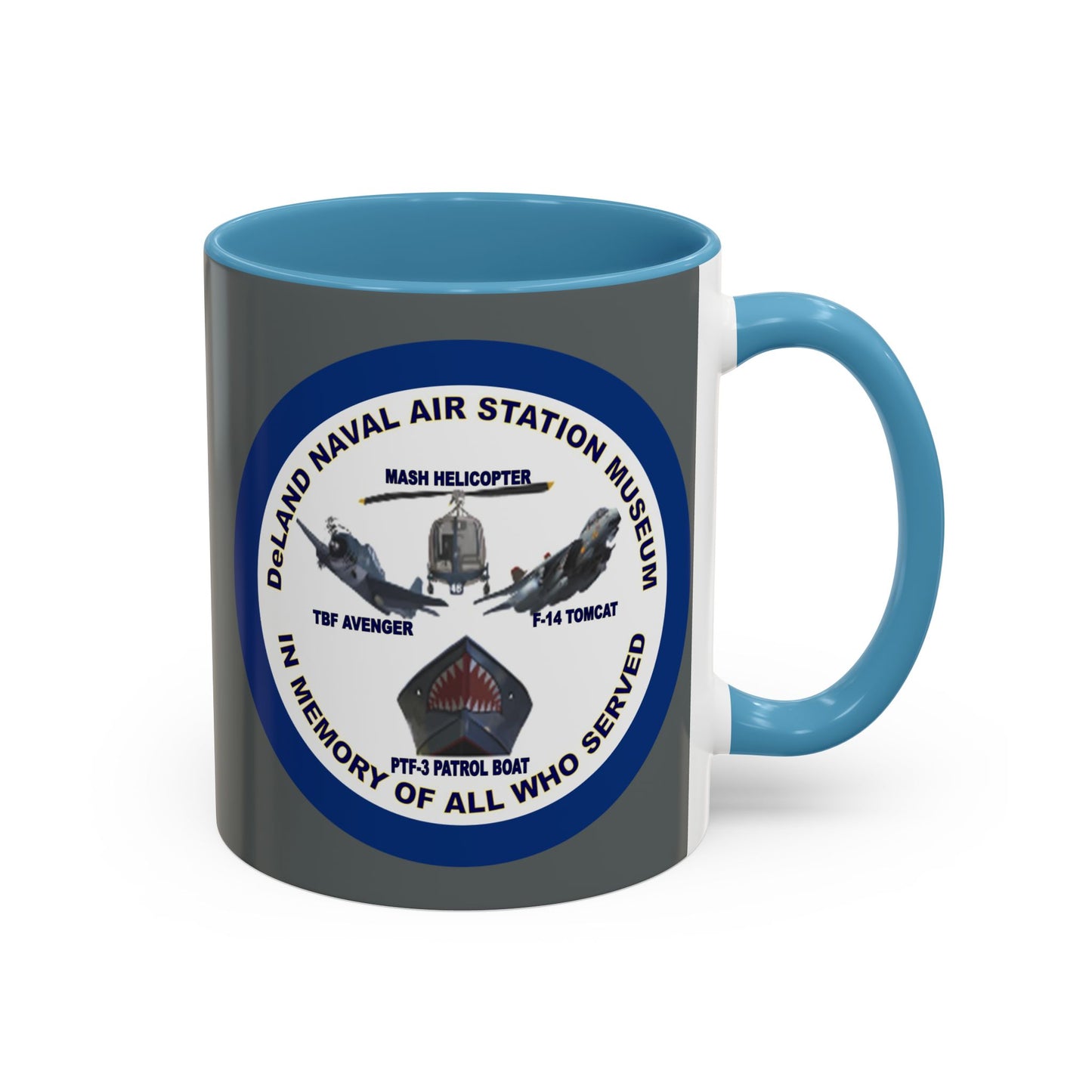 DNASM 2-sided, Founding & Student Art w/Navy Ring Grey Accent Mug by theGreenDragonTavern.shop