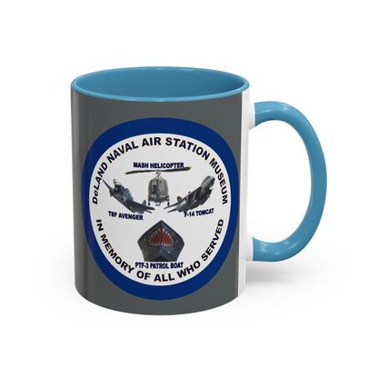DNASM 2-sided, Founding & Student Art w/Navy Ring Grey Accent Mug by theGreenDragonTavern.shop