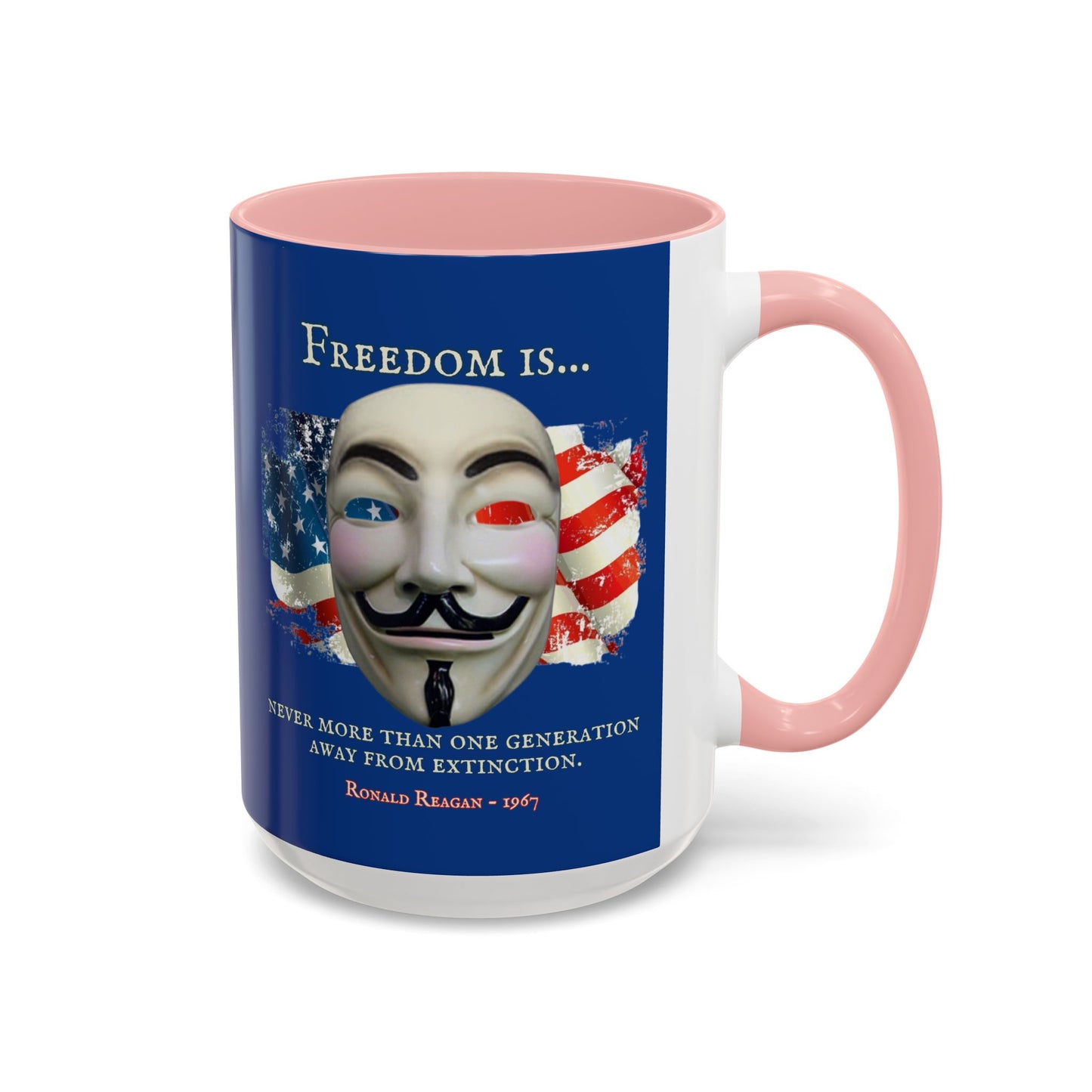 Ronald Reagan Freedom Vendetta Blue Accent Mug by theGreenDragonTavern.shop
