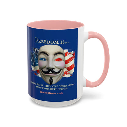 Ronald Reagan Freedom Vendetta Blue Accent Mug by theGreenDragonTavern.shop