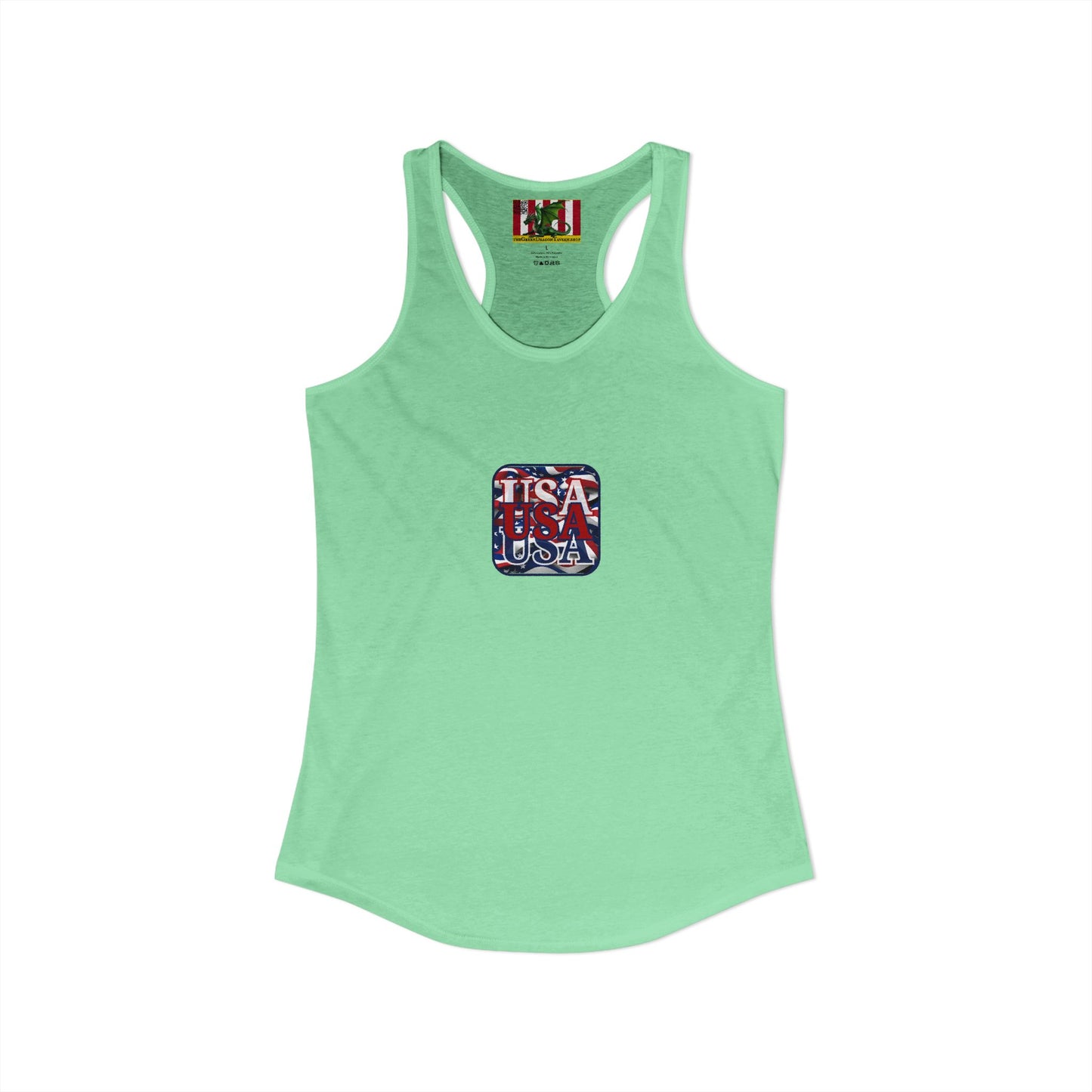 2-sided, RED White and Blue USA Patriot Women's Racerback Tank Top by theGreenDragonTavern.shop