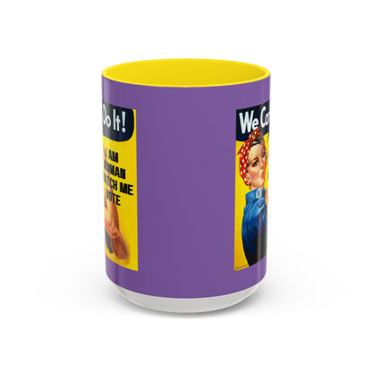 I Am Woman Watch Me Vote Rosie Light Purple Accent Mug by theGreenDragonTavern.shop