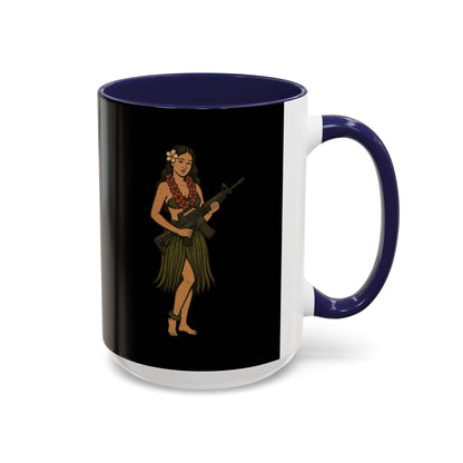 Hula Girl Packin' Heat Black Accent Mug by theGreenDragonTavern.shop