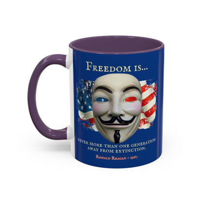 Ronald Reagan Freedom Vendetta Blue Accent Mug by theGreenDragonTavern.shop