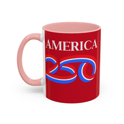 America 250 Red Accent Mug by theGreenDragonTavern.shop