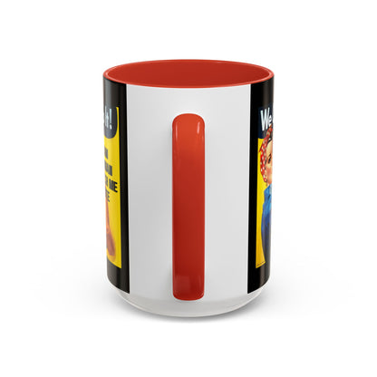 I Am Woman Watch Me Vote Rosie Black Accent Mug by theGreenDragonTavern.shop