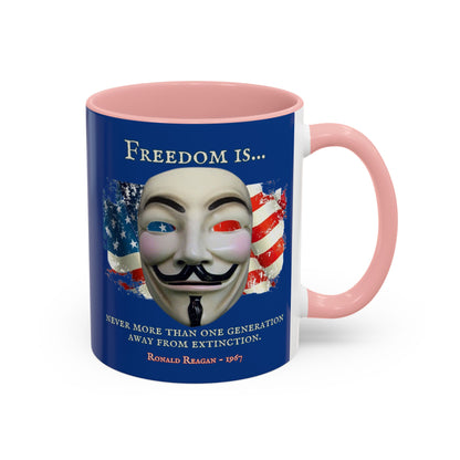 Ronald Reagan Freedom Vendetta Blue Accent Mug by theGreenDragonTavern.shop
