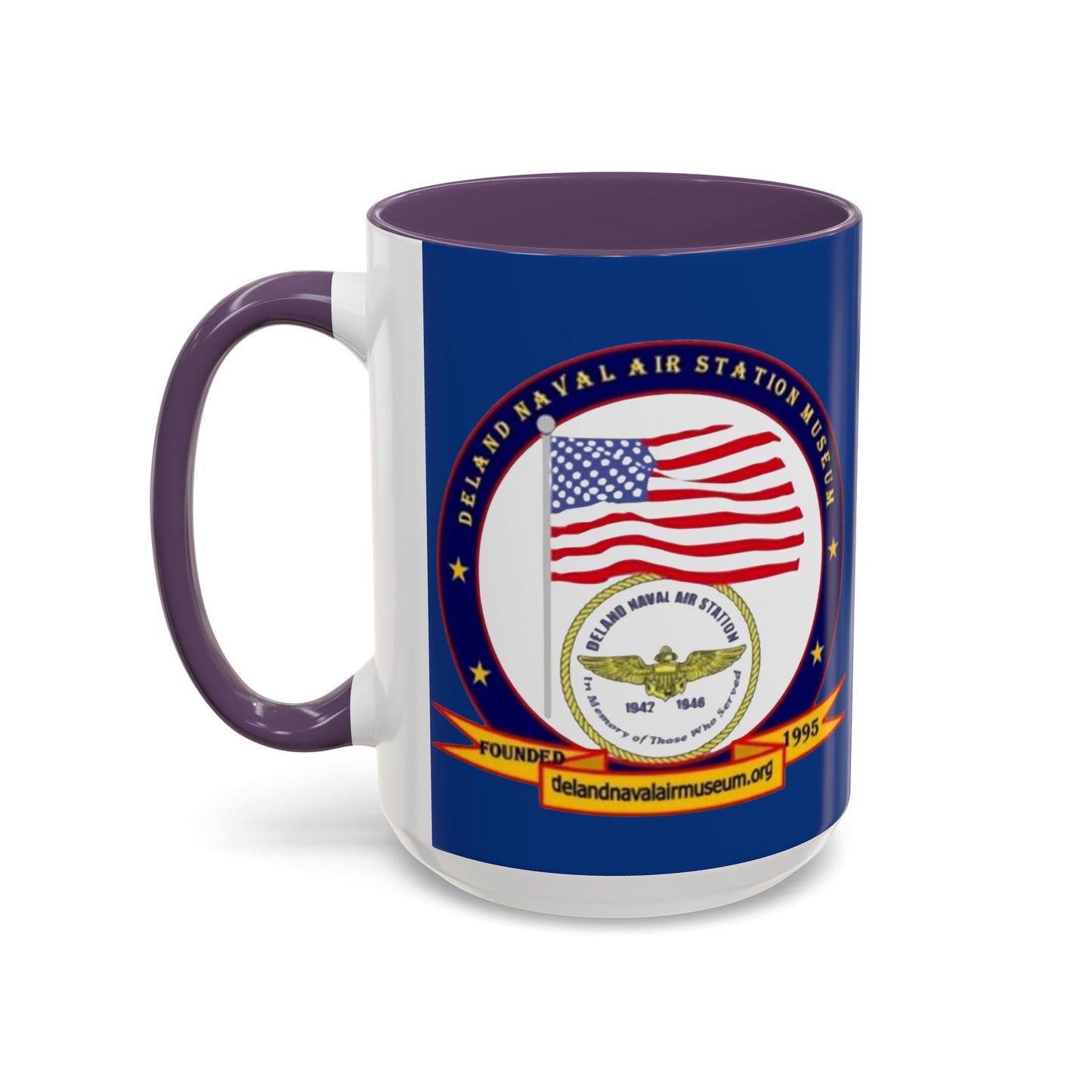 DeLand Naval Air Station Museum Blue Accent Mug by theGreenDragonTavern.shop