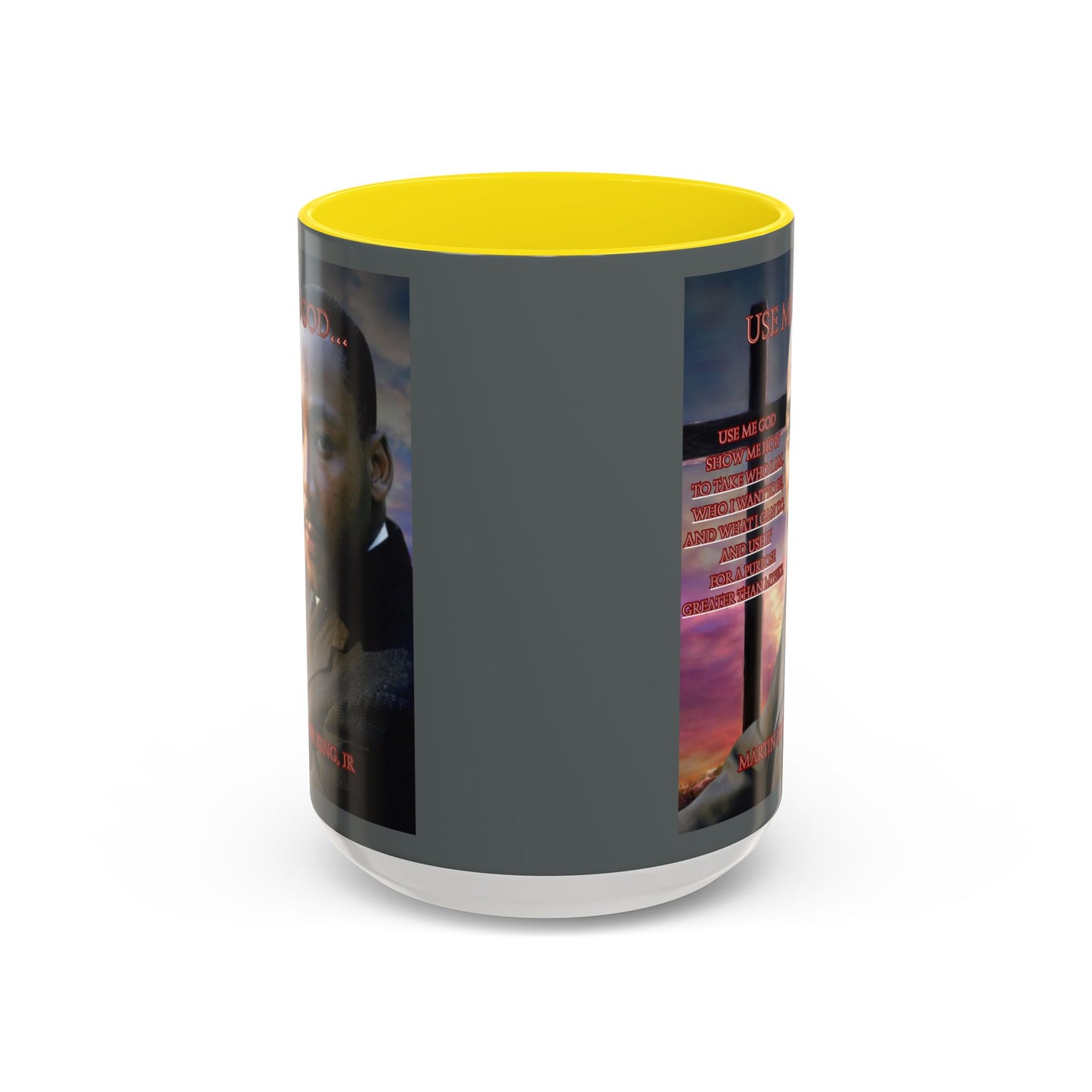 Use Me God, MLK Jr Grey Accent Mug by theGreenDragonTavern.shop