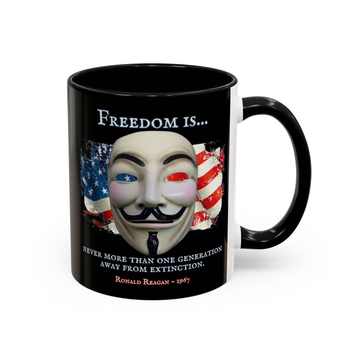 Ronald Reagan Freedom Vendetta Black Accent Mug by theGreenDragonTavern.shop