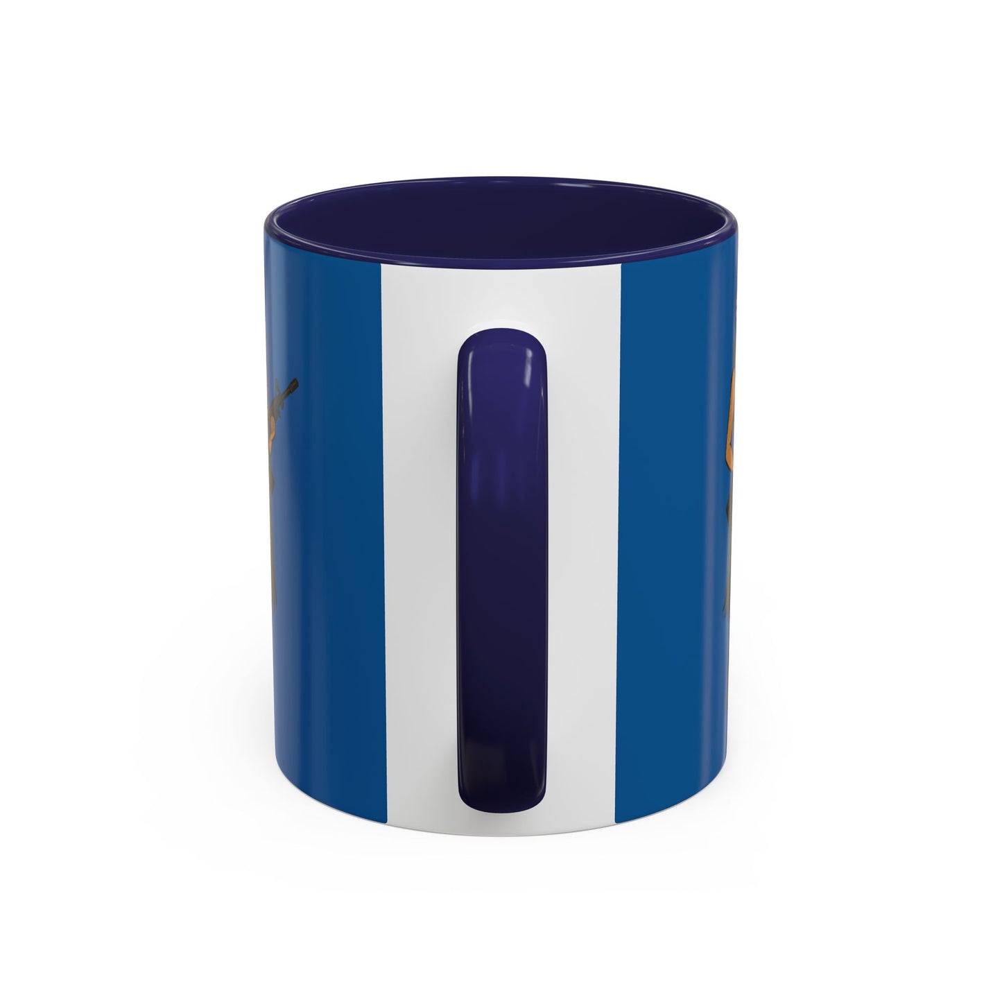 Hula Girl Packin' Heat Dark Blue Accent Mug by theGreenDragonTavern.shop