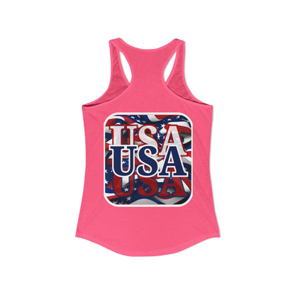 2-sided, Red White and BLUE USA Patriot Women's Racerback Tank Top by theGreenDragonTavern.shop