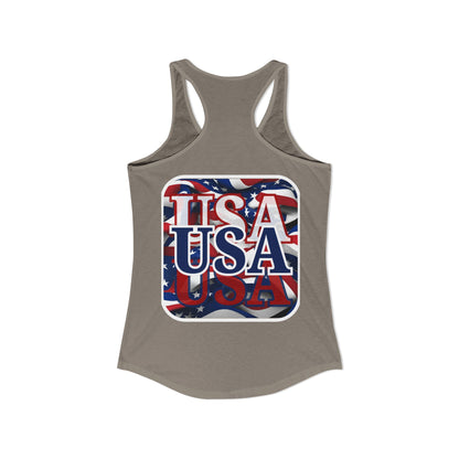 2-sided, Red White and BLUE USA Patriot Women's Racerback Tank Top by theGreenDragonTavern.shop