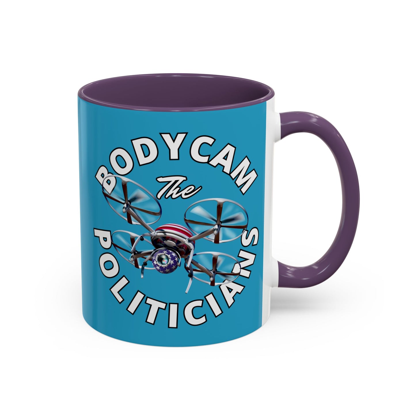 Bodycam the Politicians Drone Turquoise Accent Mug by theGreenDragonTavern.shop