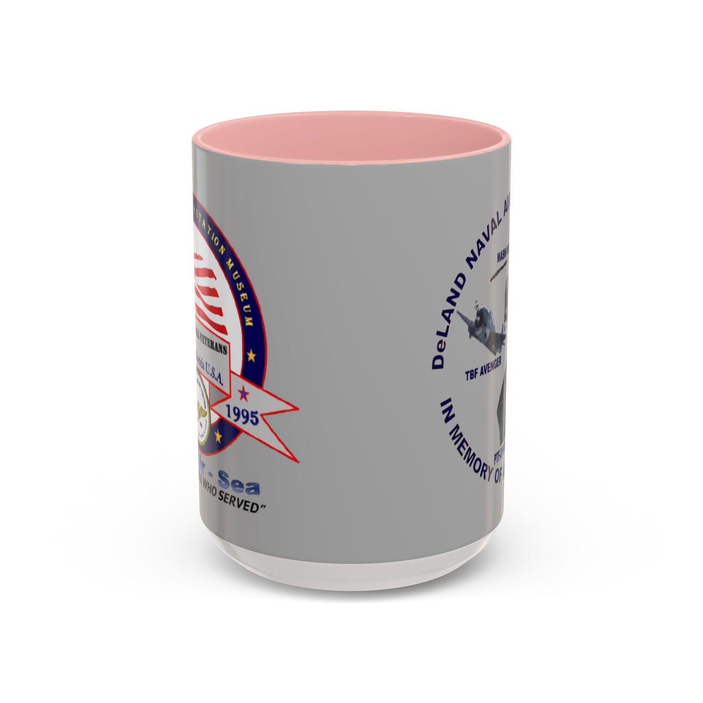 DNASM 2-sided, Founding & Student Art Light Grey Accent Mug by theGreenDragonTavern.shop