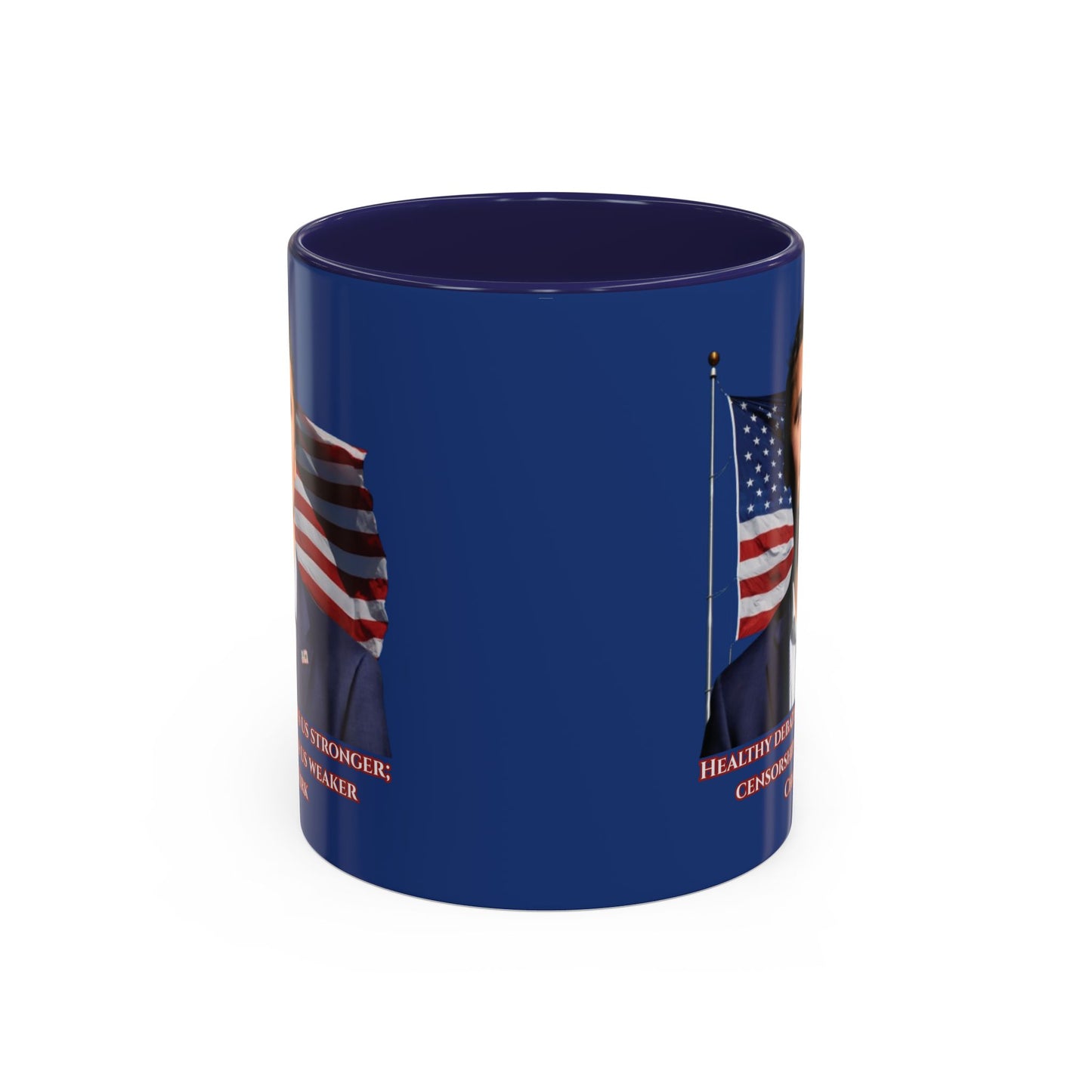 Charlie Kirk, Healthy Debate Blue Accent Mug by theGreenDragonTavern.shop