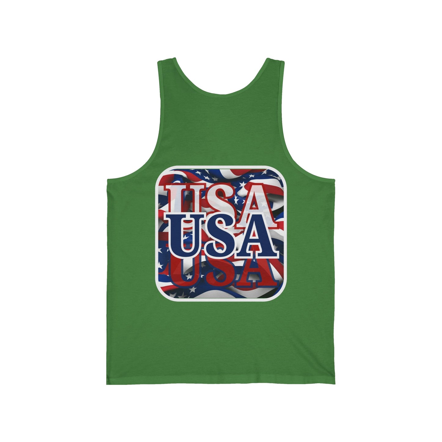2-sided, Red White and BLUE USA Patriot Unisex Jersey Tank Top by theGreenDragonTavern.shop
