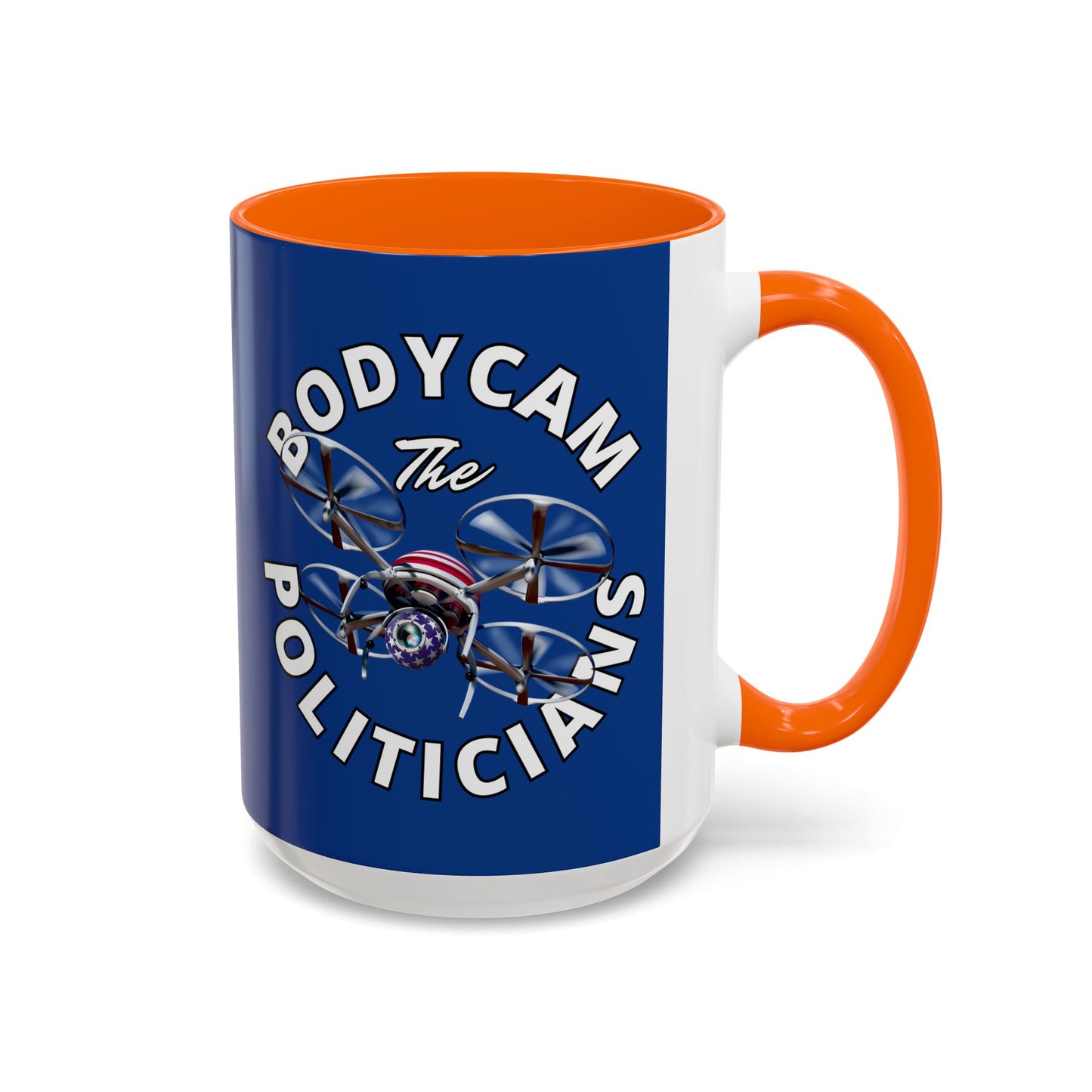 Bodycam the Politicians Drone Dark Blue Accent Mug by theGreenDragonTavern.shop
