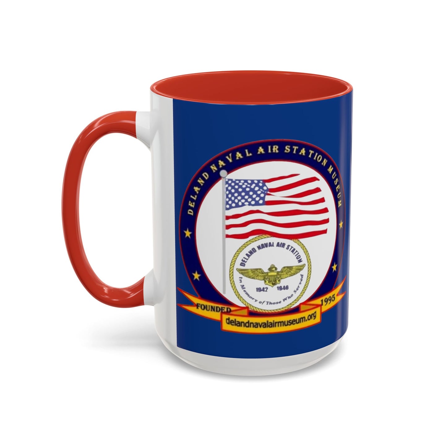 DeLand Naval Air Station Museum Blue Accent Mug by theGreenDragonTavern.shop