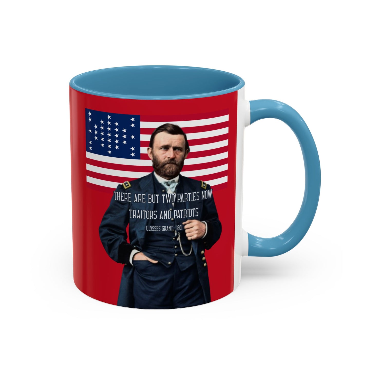 "Traitors and Patriots" Ulysses Grant Red Accent Mug by theGreenDragonTavern.shop