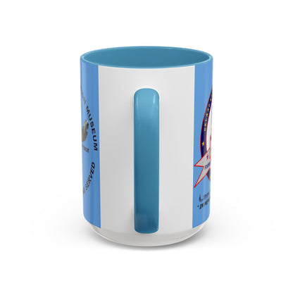 DNASM 2-sided, Founding & Student Art Light Blue Accent Mug by theGreenDragonTavern.shop