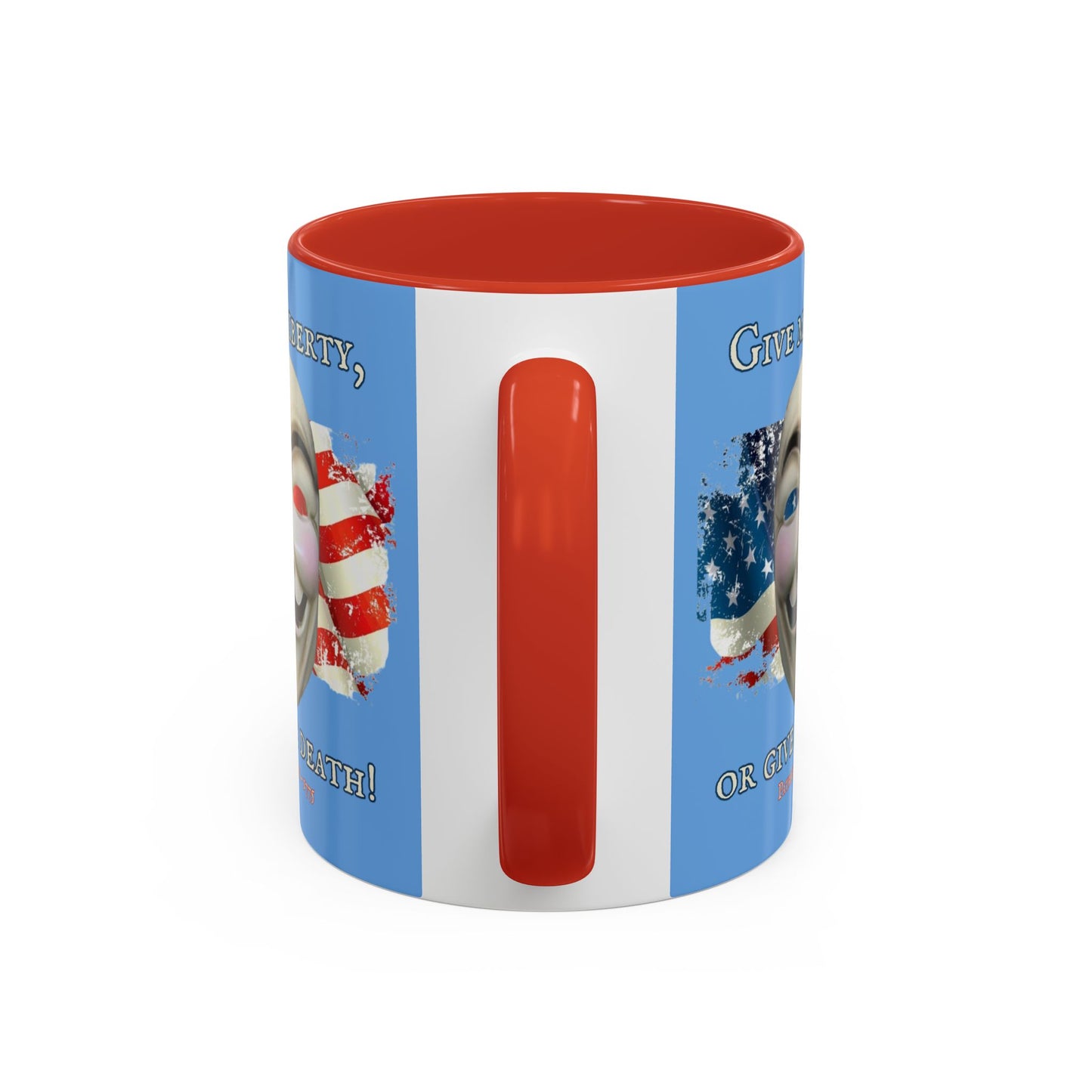 Vendetta, "Give me liberty, or give me death!" Blue Accent Mug by theGreenDragonTavern.shop