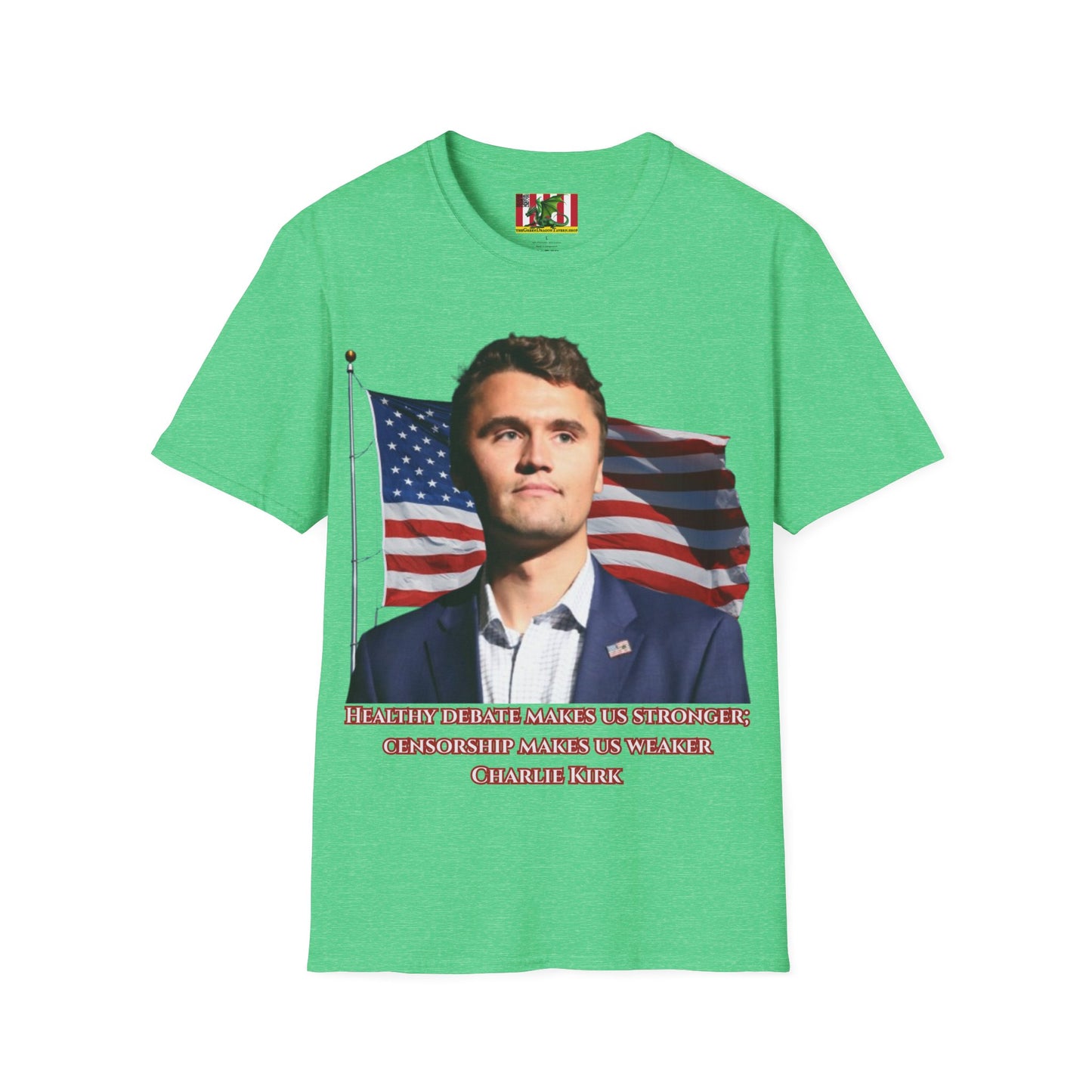 Charlie Kirk, Healthy Debate Dark colors Unisex T-Shirt by theGreenDragonTavern.shop