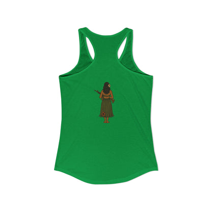 2-sided, Hula Girl Packin' Heat Women's Racerback Tank Top by theGreenDragonTavern.shop