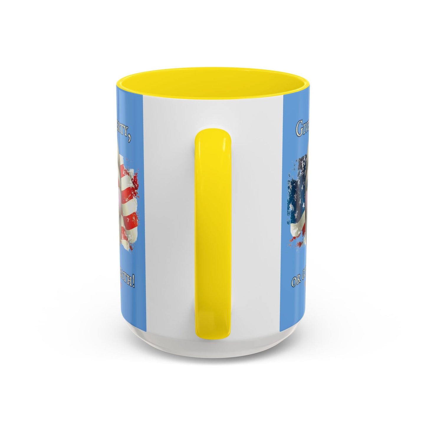 Vendetta, "Give me liberty, or give me death!" Blue Accent Mug by theGreenDragonTavern.shop