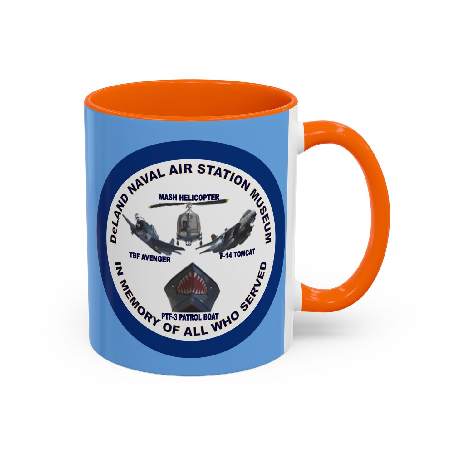 DNASM 2-sided, Founding & Student Art w/Navy Ring Light Blue Accent Mug by theGreenDragonTavern.shop