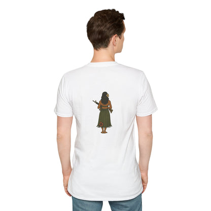2-sided, Hula Girl Packin' Heat Light colors Unisex T-Shirt by theGreenDragonTavern.shop