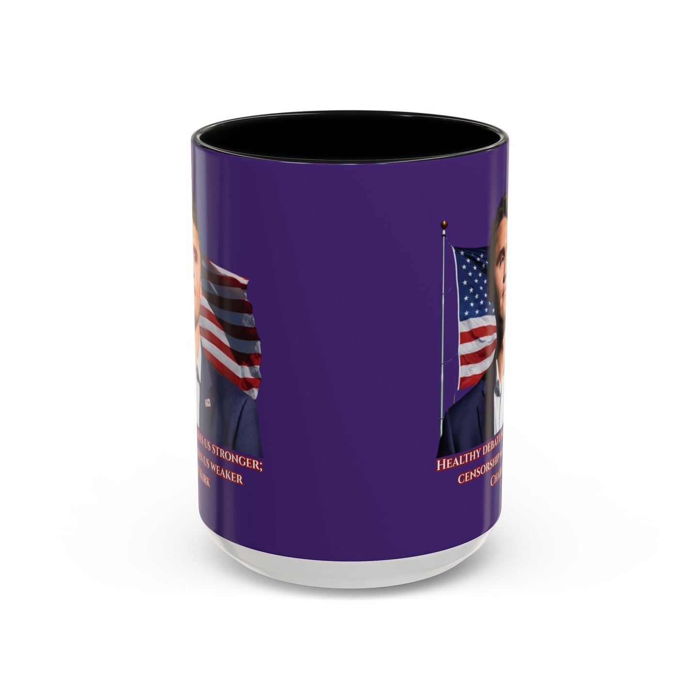 Charlie Kirk, Healthy Debate Purple Accent Mug by theGreenDragonTavern.shop