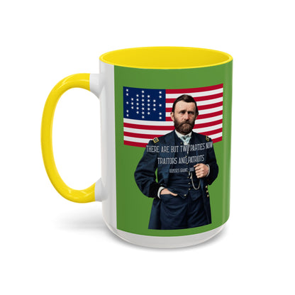 "Traitors and Patriots" Ulysses Grant Green Accent Mug by theGreenDragonTavern.shop