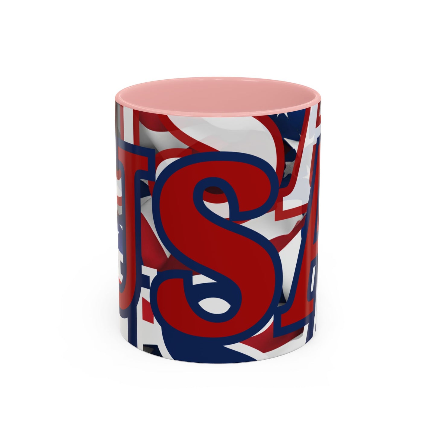 USA! USA! USA Red font Patriot Red Accent Mug by theGreenDragonTavern.shop