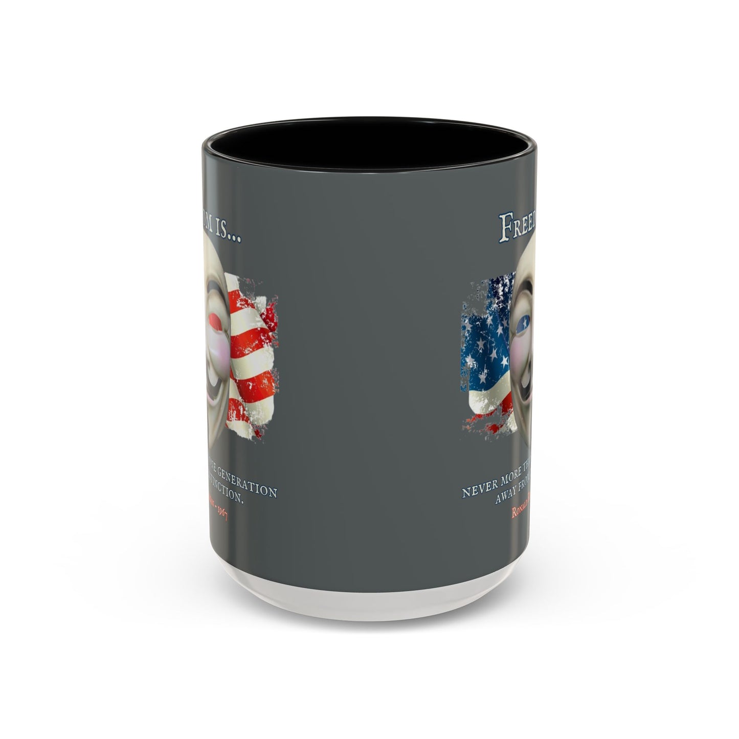 Ronald Reagan Freedom Vendetta Grey Accent Mug by theGreenDragonTavern.shop