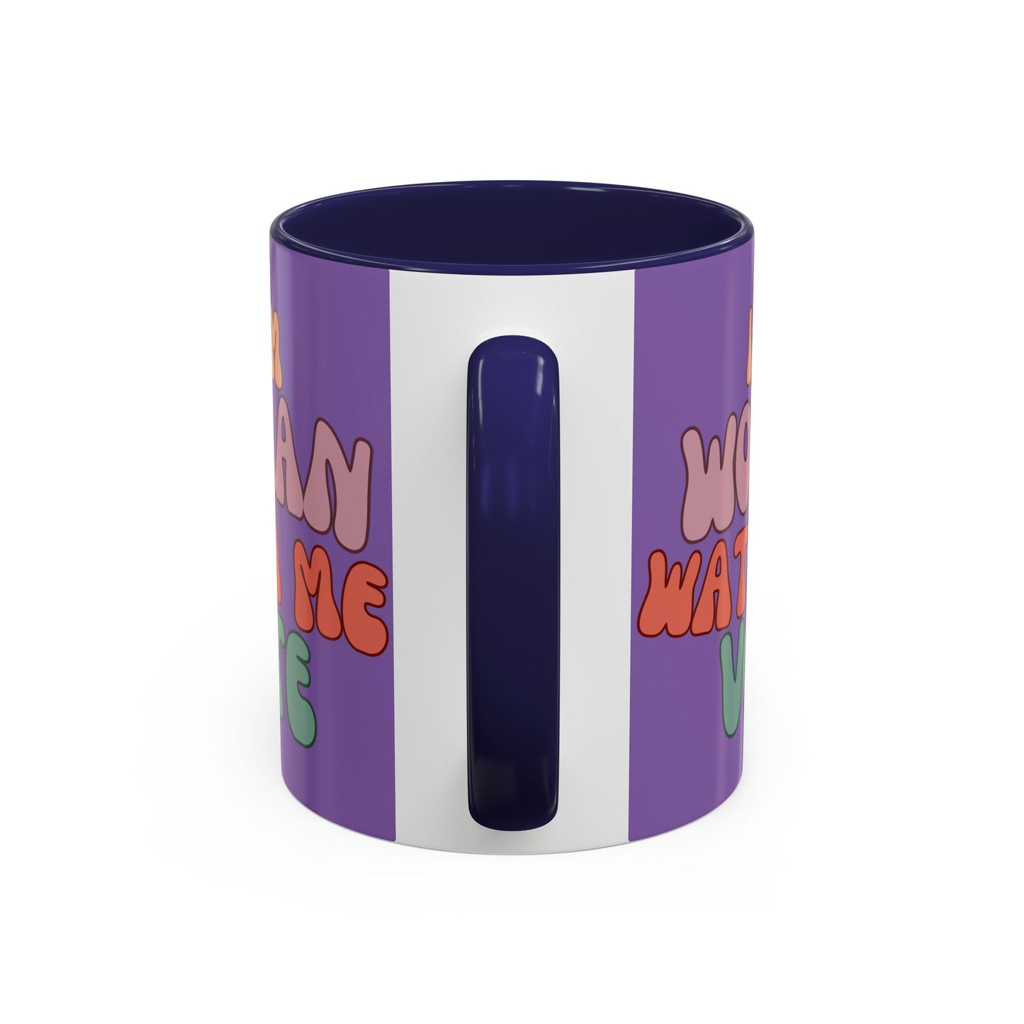 I Am Woman Watch Me Vote Purple Accent Mug by theGreenDragonTavern.shop