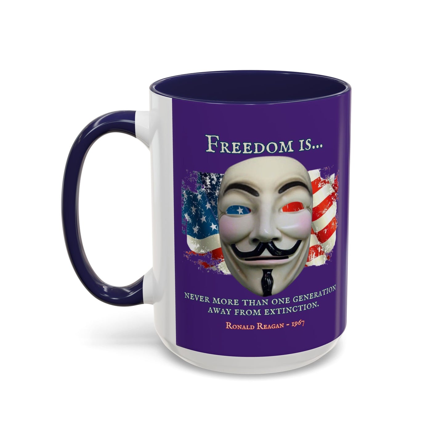 Ronald Reagan Freedom Vendetta Purple Accent Mug by theGreenDragonTavern.shop