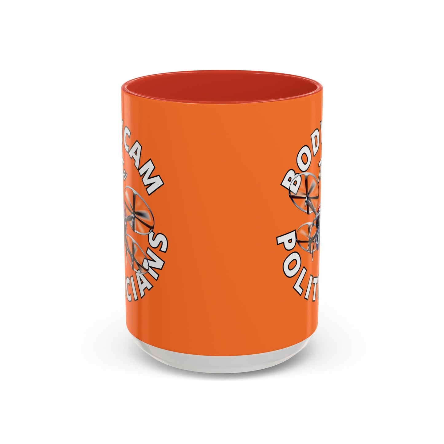Bodycam the Politicians Drone Orange Accent Mug by theGreenDragonTavern.shop