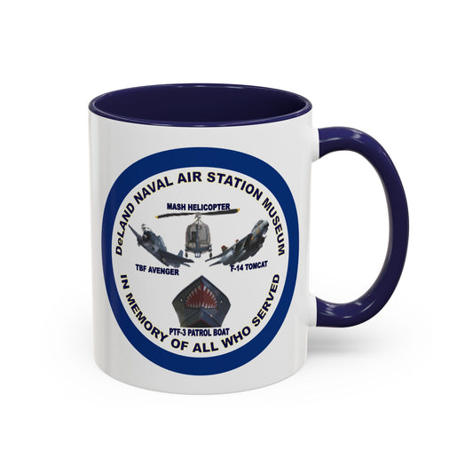 DNASM 2-sided, Founding & Student Art w/Navy Ring White Accent Mug by theGreenDragonTavern.shop