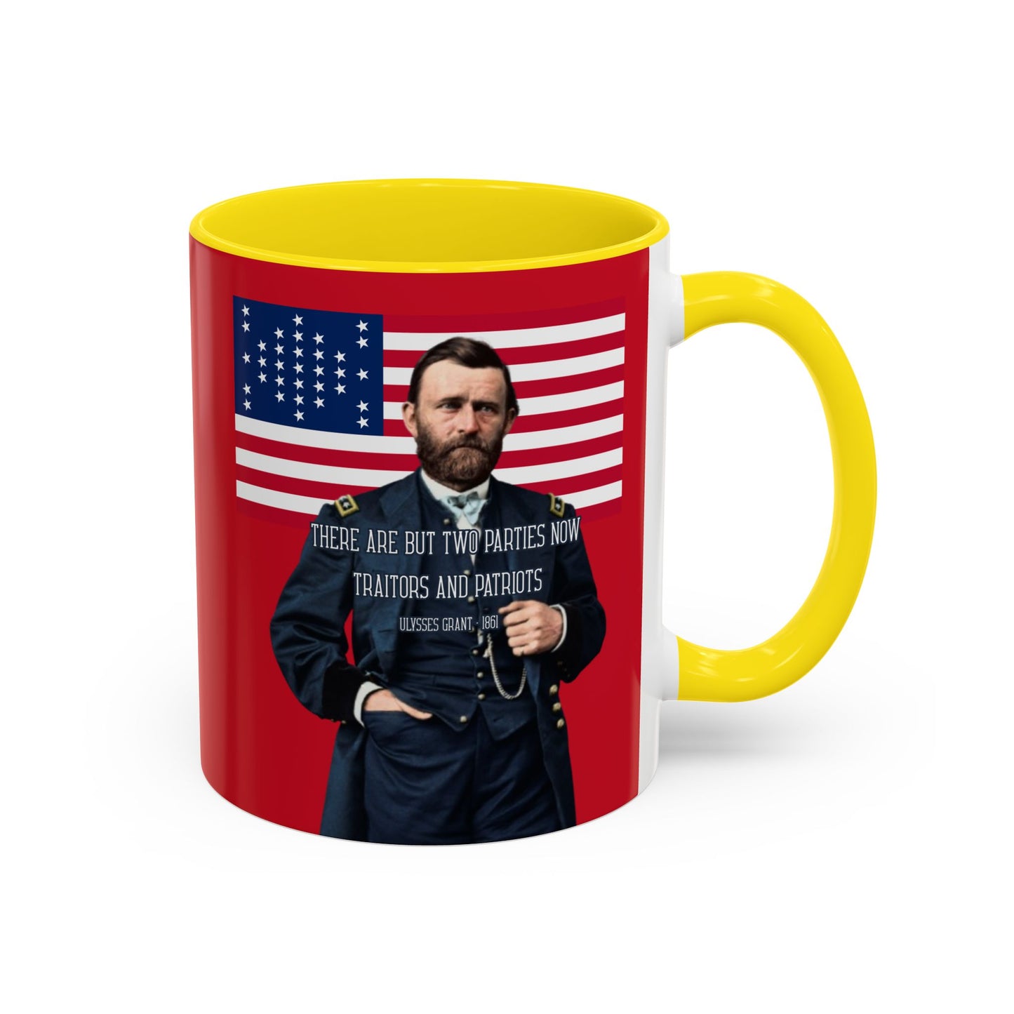 "Traitors and Patriots" Ulysses Grant Red Accent Mug by theGreenDragonTavern.shop