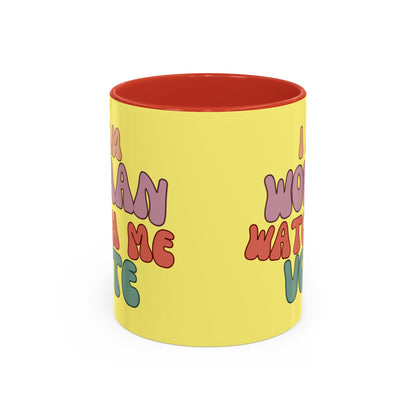 I Am Woman Watch Me Vote Yellow Accent Mug by theGreenDragonTavern.shop