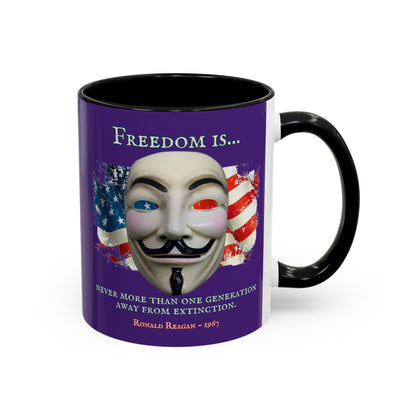 Ronald Reagan Freedom Vendetta Purple Accent Mug by theGreenDragonTavern.shop